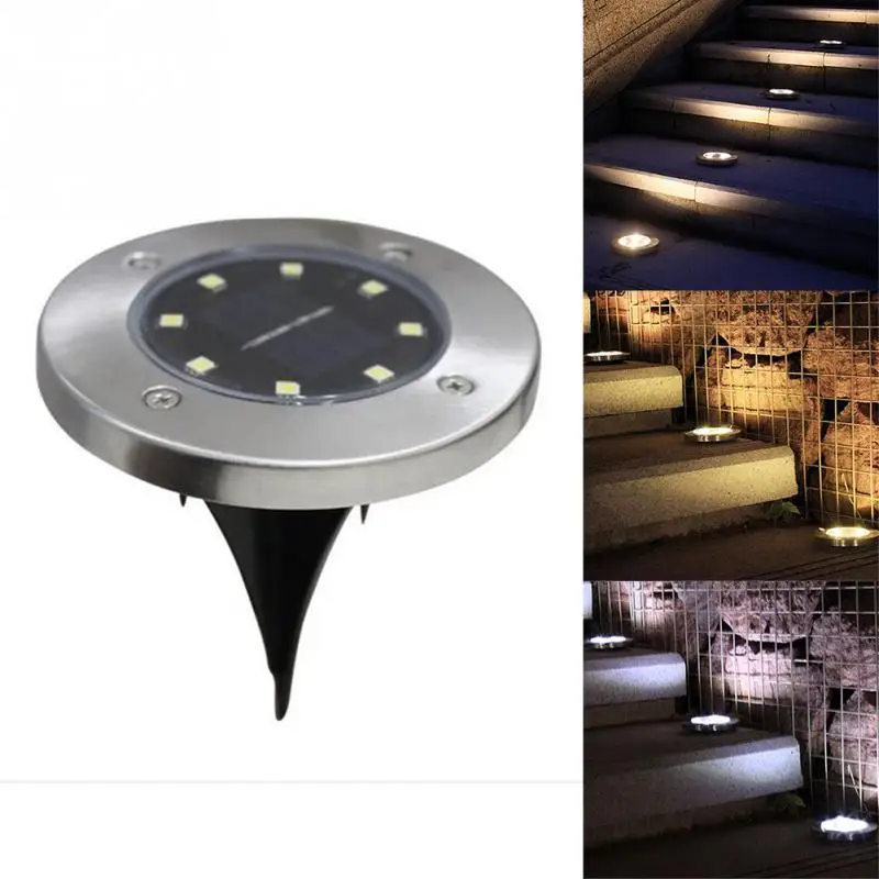 Koop Waterdicht Zonne energie Grond Licht Tuin Pathway Deck Verlichting Met 8 LEDs Solar Lamp voor Thuis Yard Oprit Gazon Road