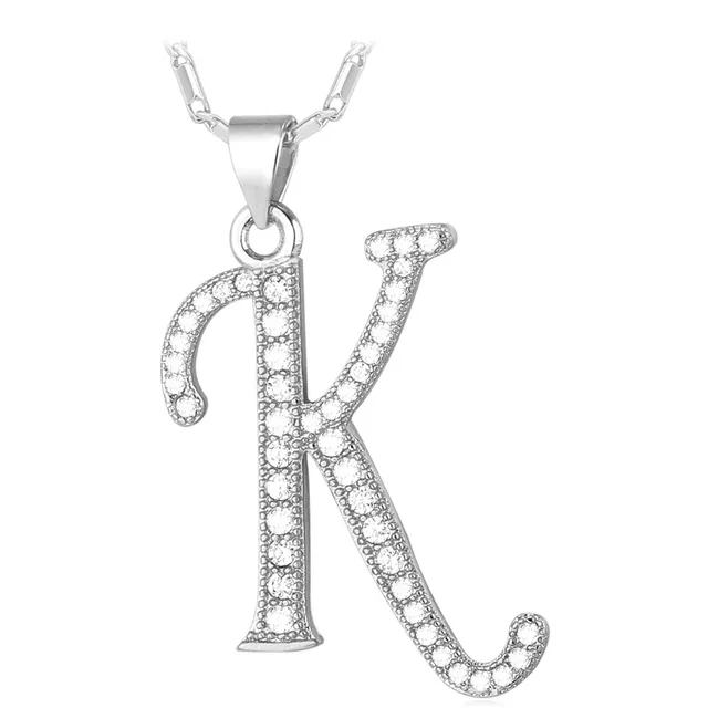 Zirconia Alphabet Letter Necklace Women 