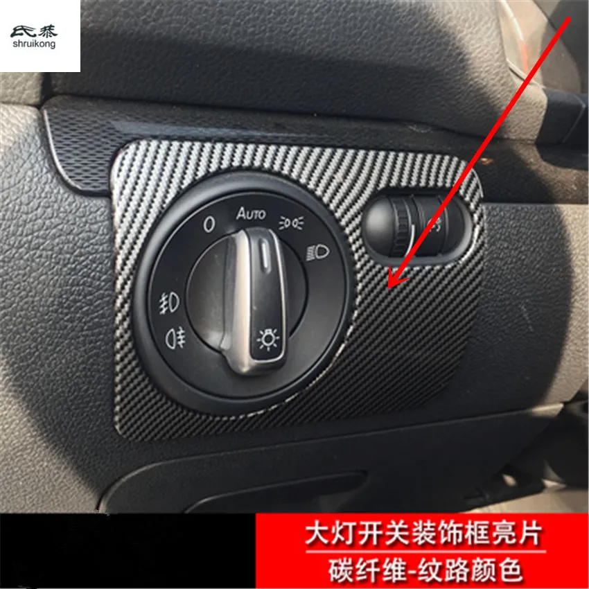 

Free shipping 1pc Car stickers carbon fiber ABS material headlight switch decoration cover for 2009-2016 Volkswagen VW Scirocco
