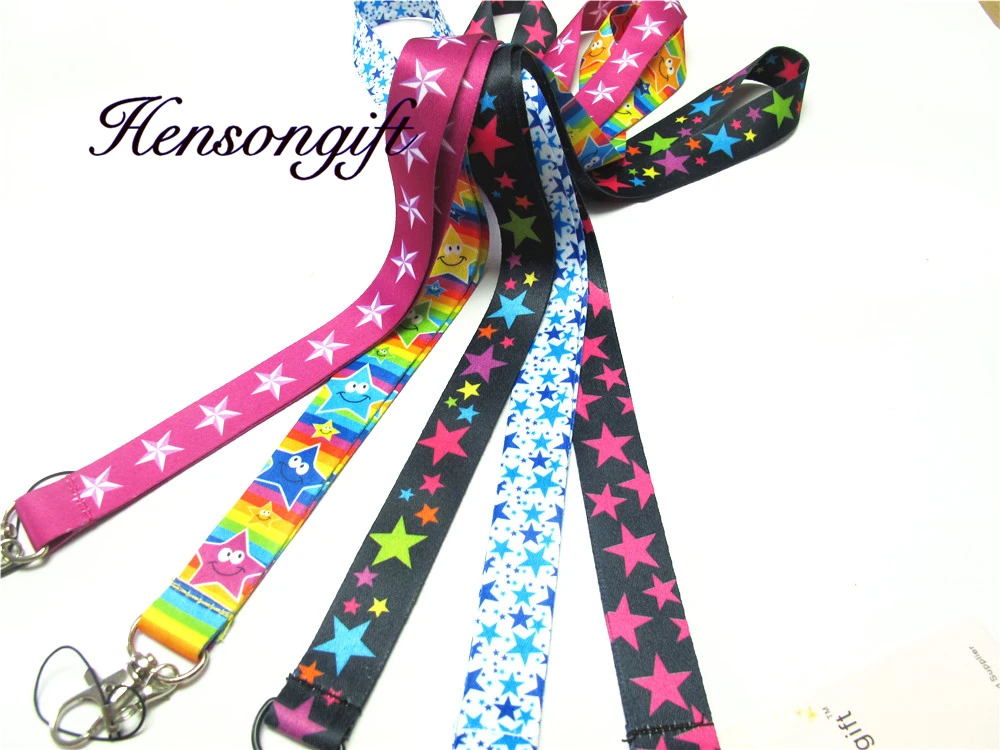 Hensongift اللون ستار مفتاح الحبل ID شارة أصحاب نجوم الهاتف المحمول الرقبة الأشرطة