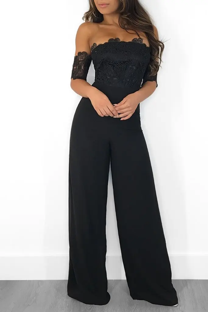 Для женщин с открытыми плечами Клубная одежда Playsuit Повседневное короткий рукав с плеч вечерние комбинезон