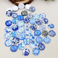 15062042, 10 стилей микс, 20 мм китайский стиль синий и белый фарфор серии круглый стеклянный кабошон купол ювелирные изделия в поисках плоской задней части - изображение