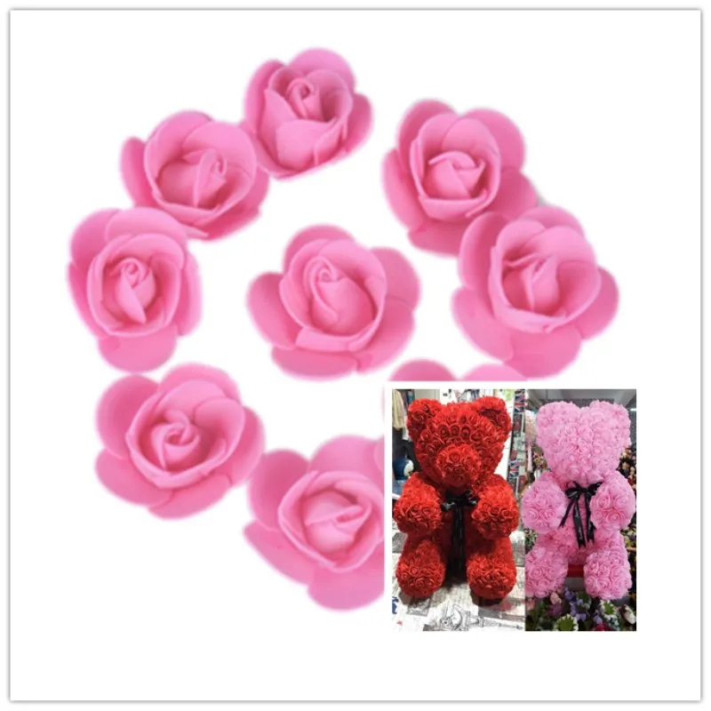 

500Pcs 3.5cm MINI Foam Roses Decorate Flores Man-Made Decorative Roses Head Rose Bear Wedding House Artificial Flower Bouquet