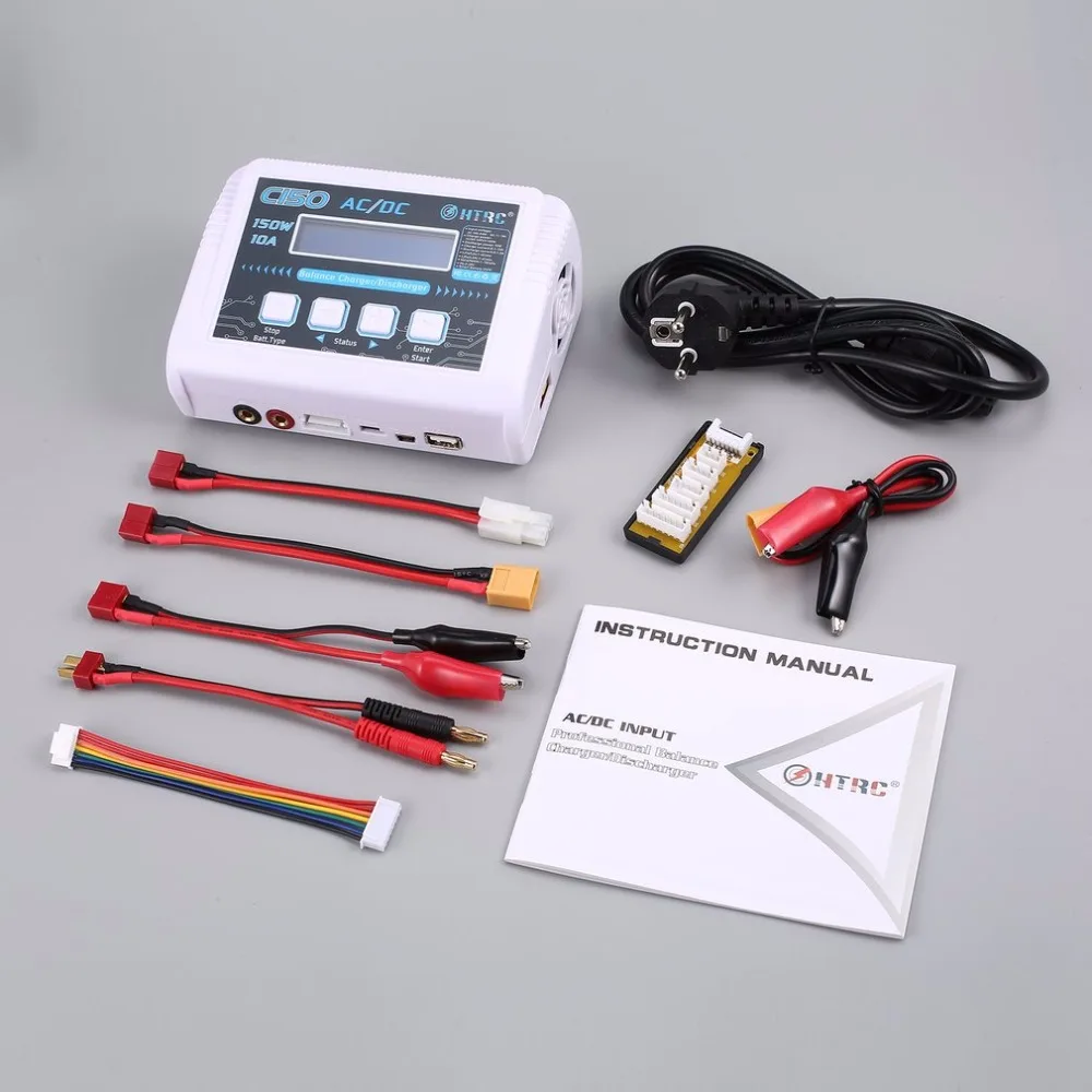 

HTRC C150 AC/DC 150W 10A Smart Balance Charger Discharger for RC Drone 1-6cell LiPo/LiFe/Lilon 1-15cell NiMh/NiCd Pb Battery
