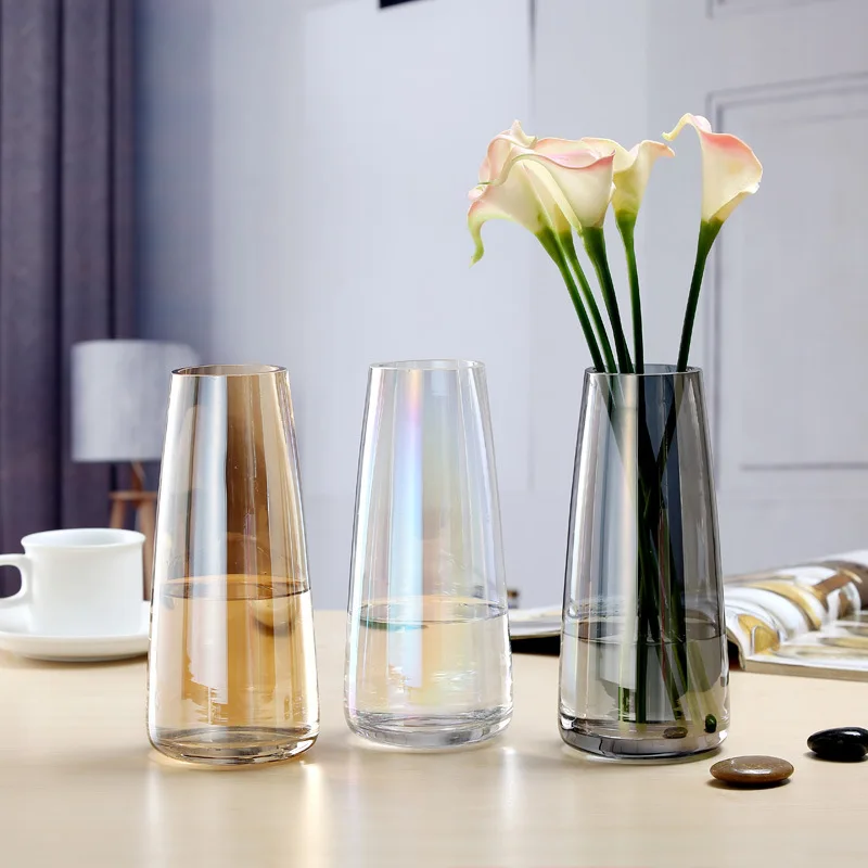 

3pcs/lot Nordic Ins Aurora Glass Transparent Vase Simple Table Top Fresh Glass Bottle Living Room Bedroom Study Deco Bottle
