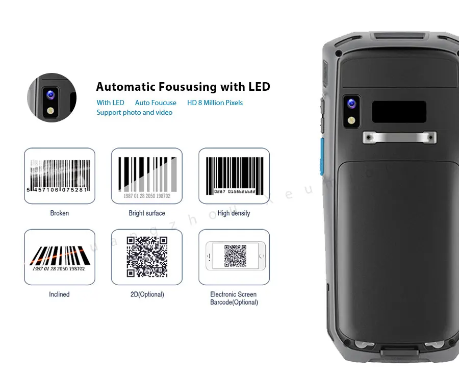 Android 7,0 4G портативный компьютер POS терминал данных принтер Wifi Bluetooth UHF NFC RFID считыватель КПК сканер штрих-кода с дисплеем