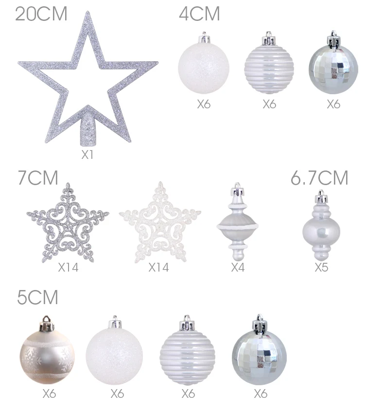 04inhoo 80pcsset Christmas Tree Ball Ornaments Gift Polystyrene Balls Xmas Party Hanging Ball Merry Christmas Decor for Home 2019