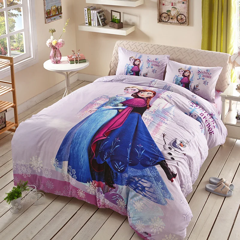 

Disney Princess Duvet Cover Flat Sheet Pillow Cases Single Queen Size 100% Cotton Bedding Set Bed Linen Set For Children Lovely