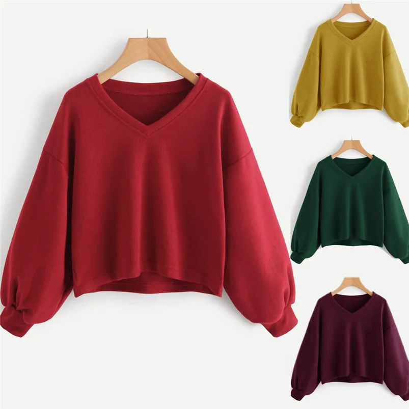 

5 Colors Women Sweatshirt Long Sleeve Winter Lantern Sleeve Pullover Loose Women Sweatshirt Female Dropshipping #S27 #N #N #N #N