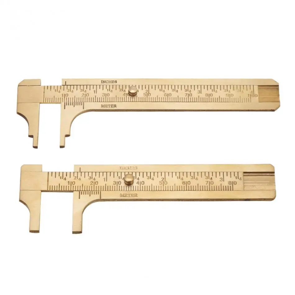 Brass Mini Vernier Caliper Sliding Gauge Double Scales mm/inch Ruler Measuring Tool for Jewellery Measurement 80mm/100mm Double Scale 100mm 