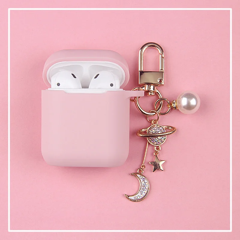 

Luxury Star Moon Pearl Decor Silicone Case for Apple Airpods 1 2 Accessories Bluetooth Earphone Protective Cover Headset Box