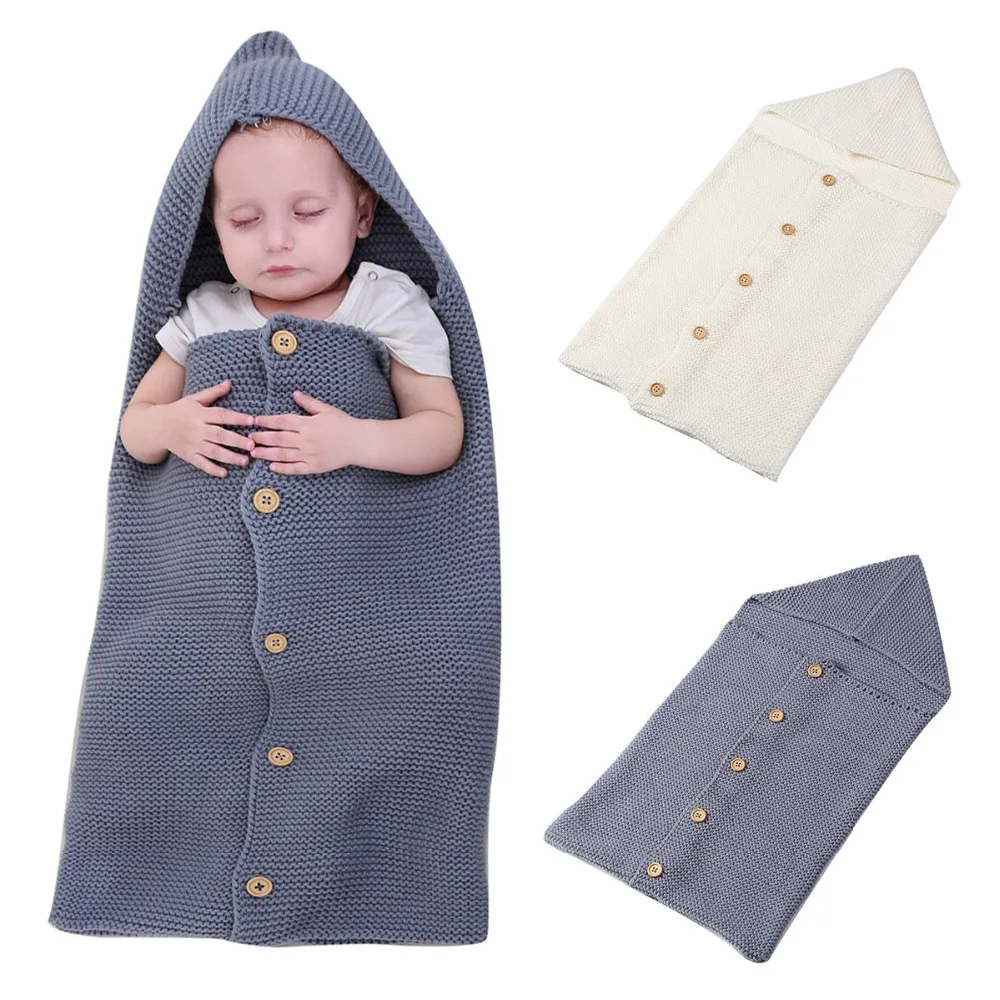 Puseky Newborn Baby Wrap Swaddle Blanket Kids Toddler Wool Knit Blanket
