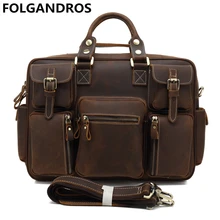 FOLGANDROS винтажная сумка Crazy Horse из кожи Офисные Бизнес Портфели из натуральной кожи сумка через плечо для мужчин