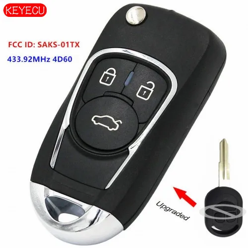 

Keyecu Upgraded 433.92MHz 4D60 Flip Remote Key Fob for Chevrolet Optra Lacetti Daewoo Nubira for Holden/Ravon SAKS-01TX