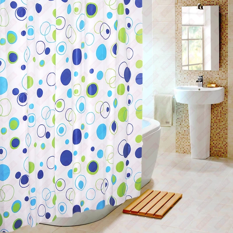 Blue Green Endless Modern Shower Curtain Waterproof Fabric Curtain For The Bathroom PEVA Bath