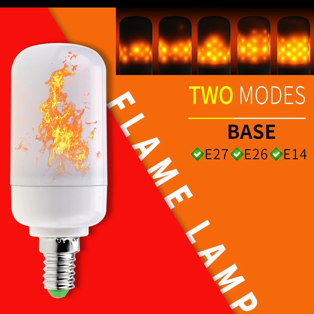 

Christmas Lampada Led E27 Flame Effect Light Bulb E26 LED Dynamic Flame Lamp 3W Fake Fire E14 Candle Lamp Led Bombillas 85-265V