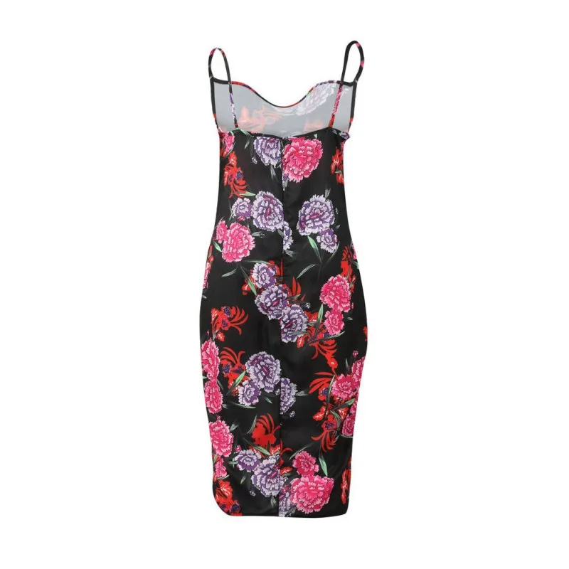 Women s Summer Short Sleeve Floral Print Dress Sexy V Neck Bodycon Dresses Female Spaghetti Strap Dress Vestidos