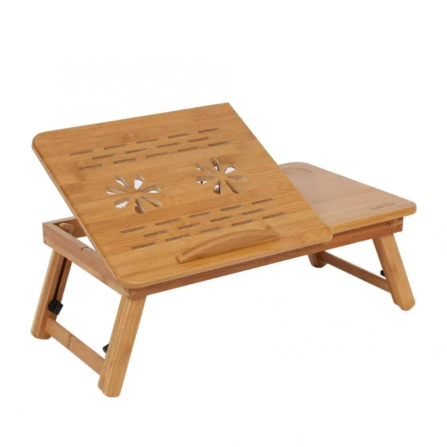 

1Pc Adjustable Bamboo Rack Shelf Dormitory Bed Lap Desk Portable Book Reading Tray Stand Tools
