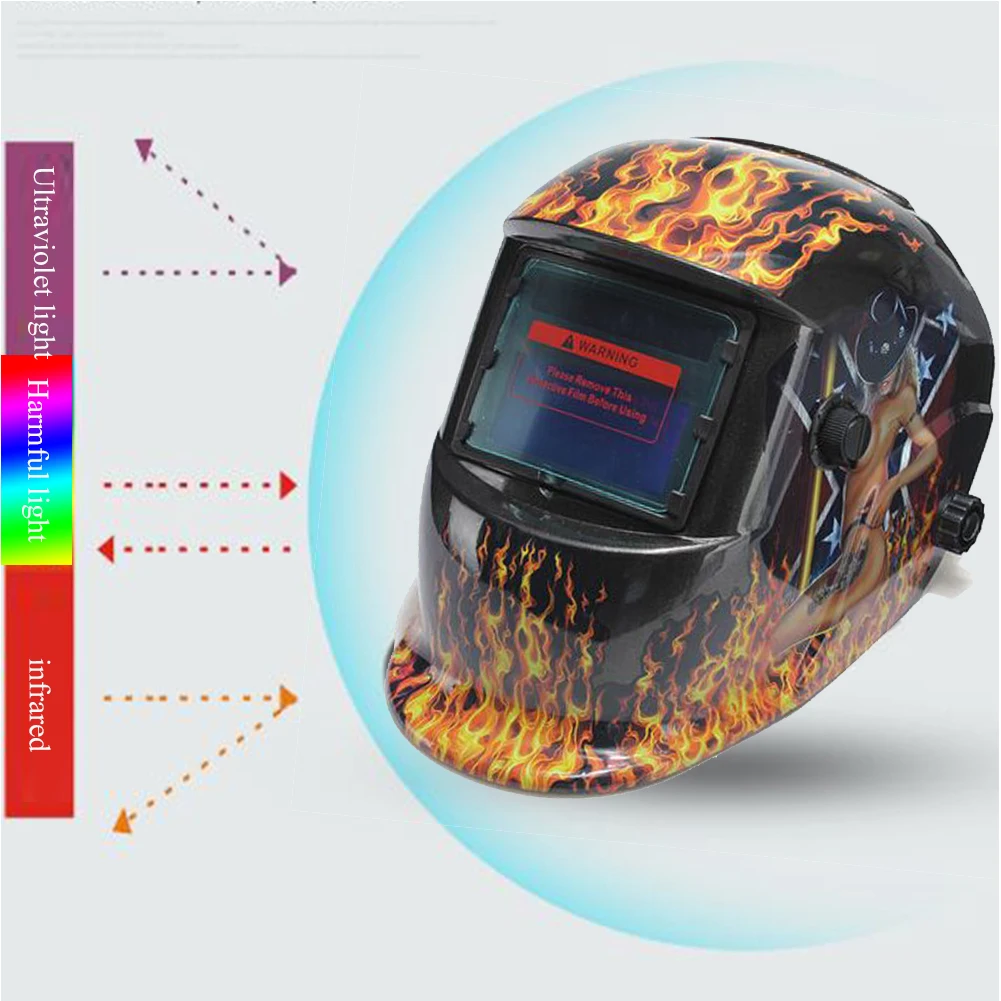 

Welding Mask -mounted Adjustable Industrial Portabe Lightweight Professional Auto Darkening Lens Solar Powered Cutting Tool