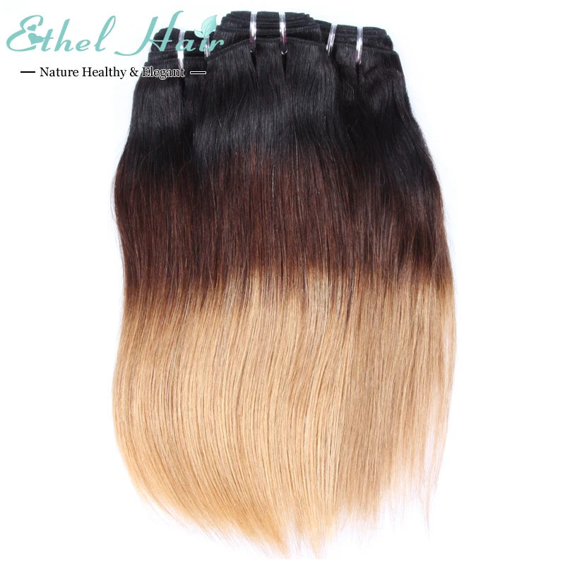 

7A Grade 1b/4/27 ombre three tone straight hair weaving weft extension ombre hair weave brazilian  virgin human hair extension