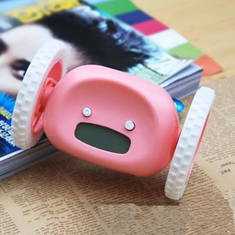 Best Room Runaway Clock Moving Wheels Clock LCD Screen Display Running Alarm Clock Home Bedroom Living