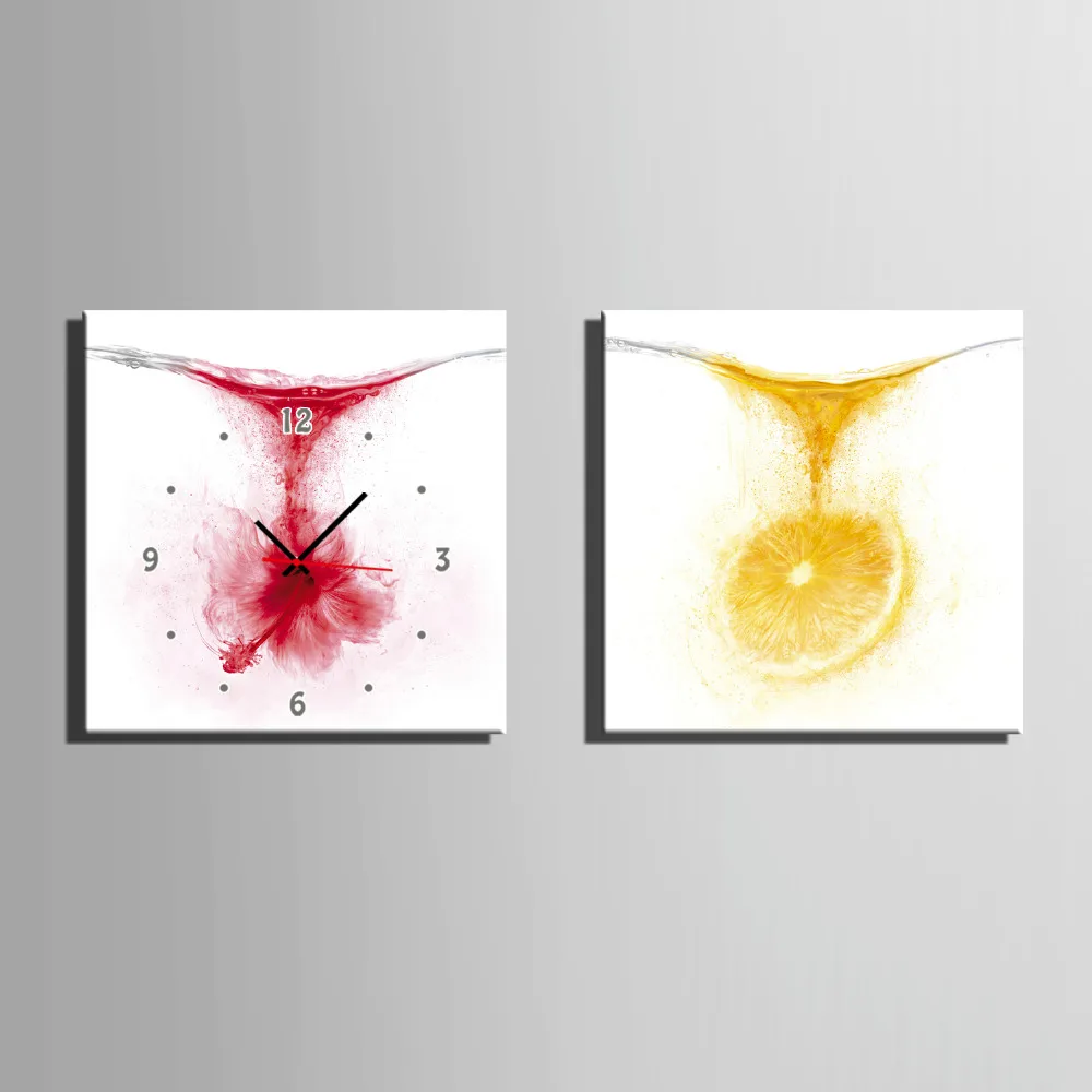 

Free Shipping E-HOME Flowers And Lemons Clock in Canvas 2pcs wall clock