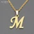 ACEROLL первоначальное ожерелье с буквенными подвесками-из нержавеющей стали модное маленькое персонализированное алфавитное имя кулон ожерелье в золотом цвете - Окраска металла: M
