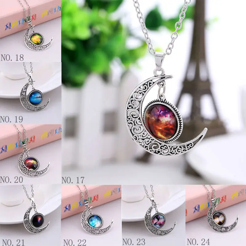 

Customizable-New Fashion Galaxy Necklace Lovely Galaxy Cabochon Alloy Hollo -Drop Shipping