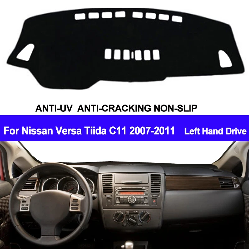 

TAIJS Car Dashboard Cover Dash Mat Dash Pad DashMat Carpet ANti-UV NON-Slip For Nissan Versa Tiida C11 2007 2008 2009 2010 2011