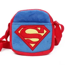 New kawaii cute plush shoulder bag Superman Spider Man Batman Mario figure toy kids handbags cartoon