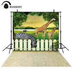 Фон для фотографий allenjoy 3D животных зоопарк белый деревянный забор зебра жираф ребенок студийный фото фон для новорожденных фотосессия