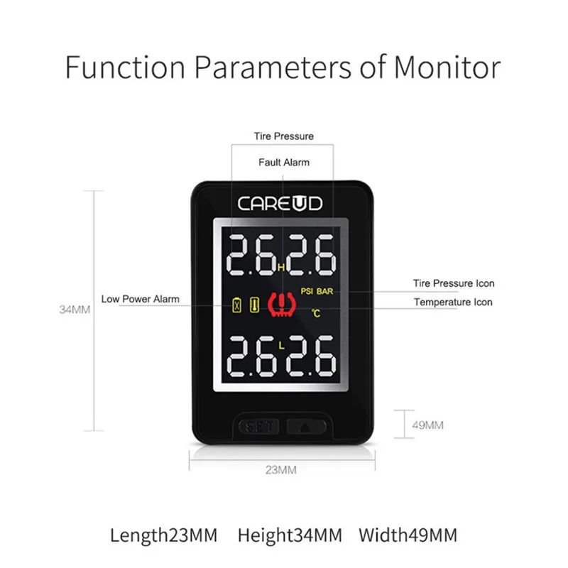 U912 TPMS автомобильная система беспроводного мониторинга давления в шинах 4 внешних датчика и ЖК-дисплей Встроенный монитор для Toyota