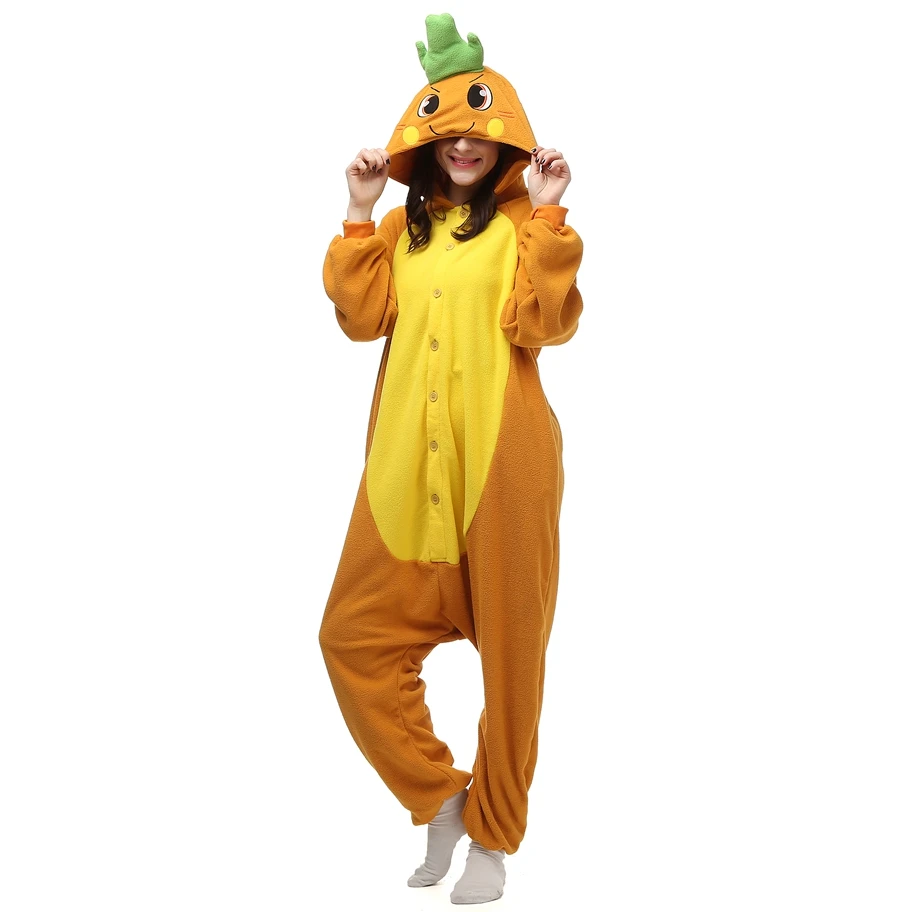 

Carrot Polar Fleece Kigurumi Costume Women Men's Jumpsuit Halloween Party Cosplay Costumes For Adults
