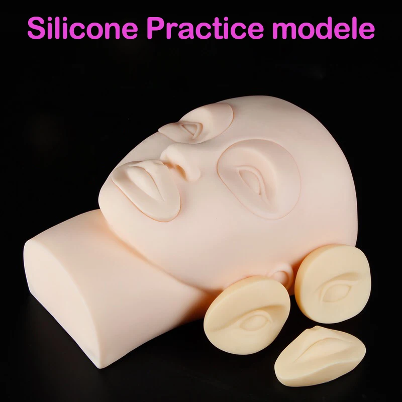 

Silicone Eyebrow Lips Face Head Practice Tattoo Practice SKin Fake Training Skin For Permanent Makeup Microblading