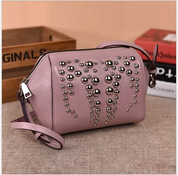 

2018 new fashion lychee stripes women's shells single shoulder skew satchel small fresh simple personalized women's bag.