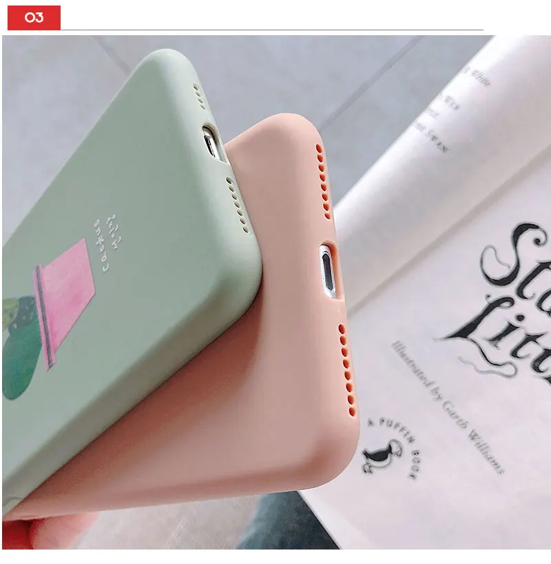 Silicone Cactus Cute Case For iPhone 8 8plus 7 7 Plus Cases Soft Phone Case For iphone 6 s 6s Plus X XR XS Max Cases Cover Coque (16)