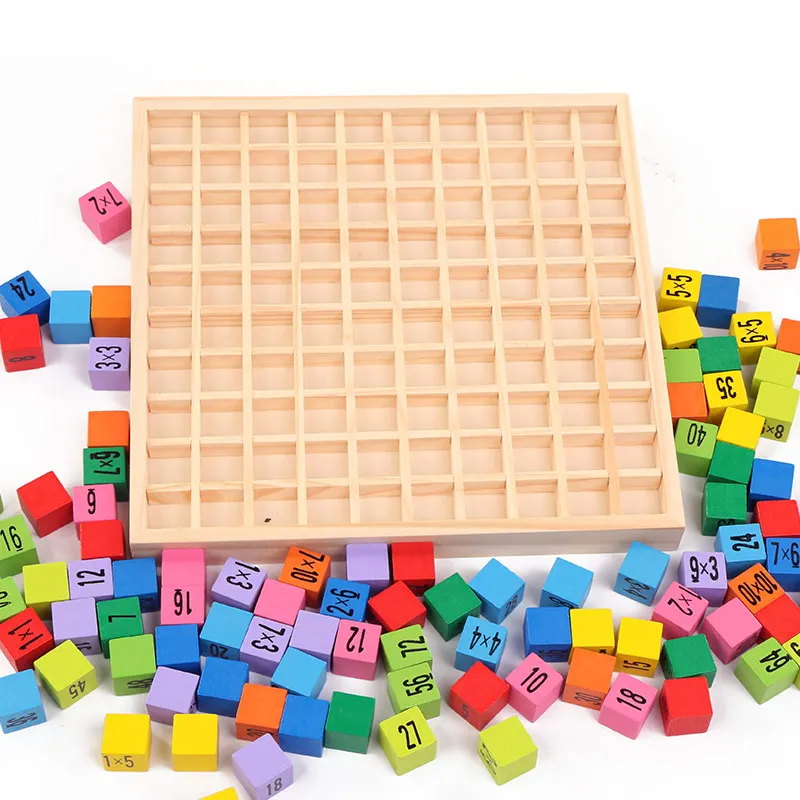 Baby wooden Toys 99 Multiplication Table Math Toy 10*10 Figure Blocks Baby learn Educational montessori gifts