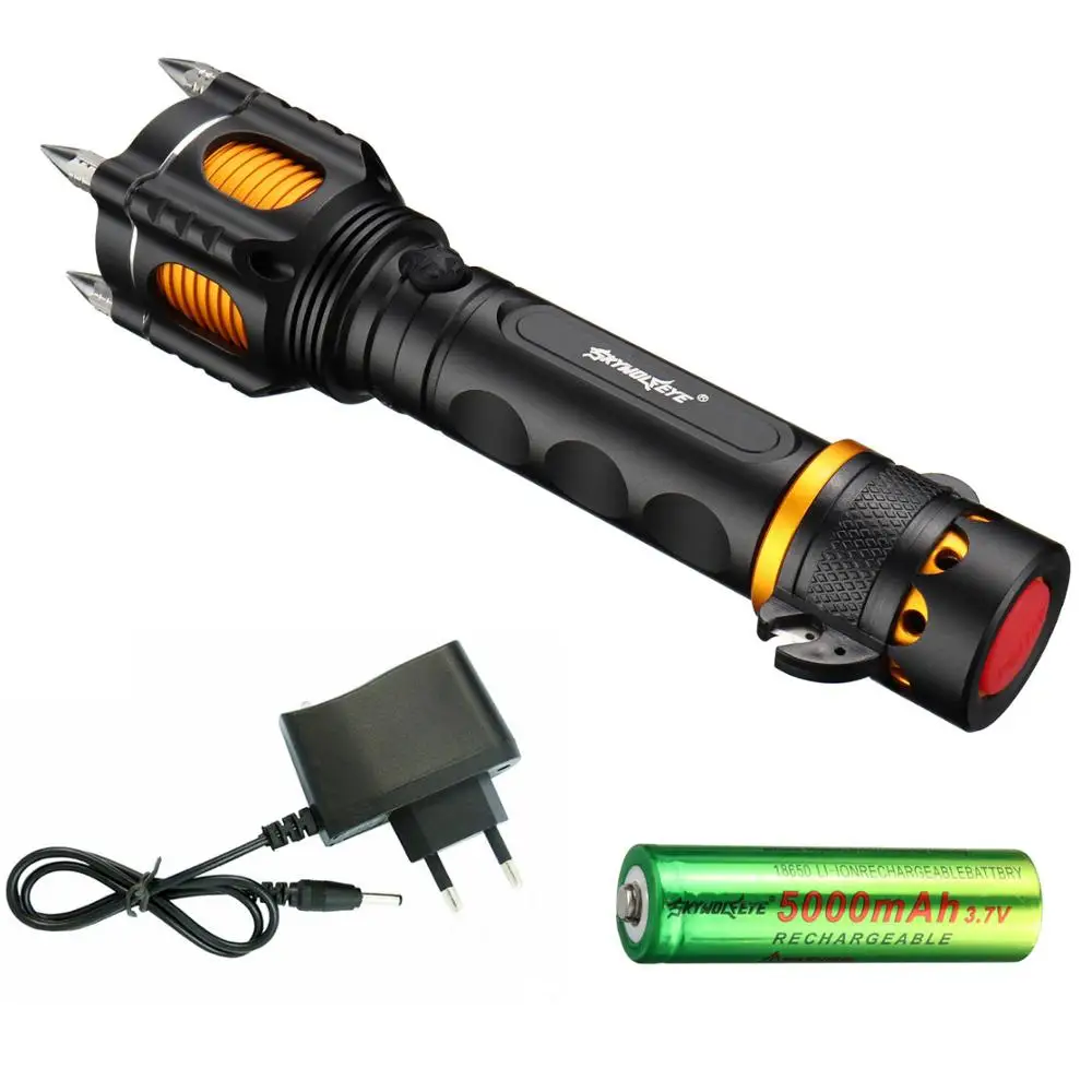 Многофункциональный XML T6 светодиодный полицейский тактический фонарь звуковая сигнализация колпачок фонарь для самозащиты ремень резак безопасности Resc - Испускаемый цвет: Flashlight battery