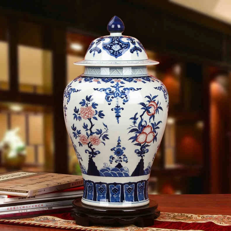 景徳鎮中国磁器の花瓶アンティーク青と白寺ジャーセラミック花瓶の装飾ホームジンジャージャー中国セラミック花瓶 Temple Jar Ginger Jarsceramic Jar Aliexpress