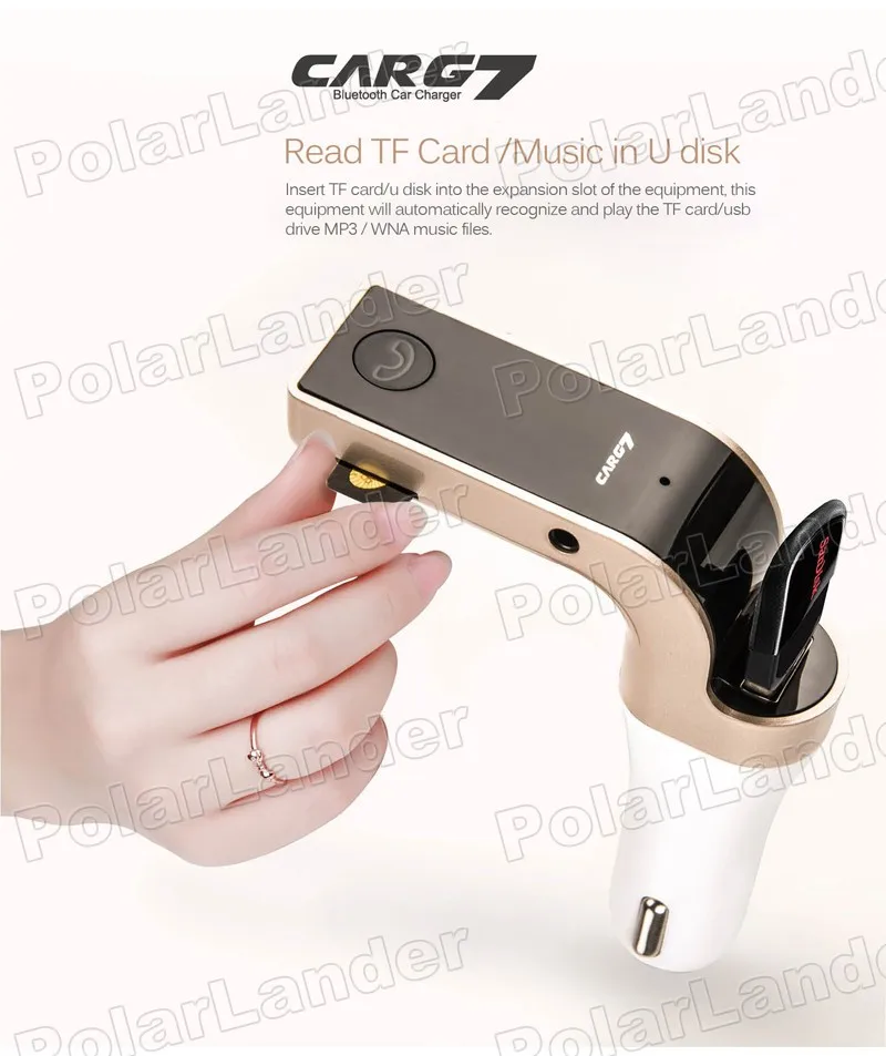 USB Зарядное устройство Особенности автомобильный комплект MP3-плеер ауксина вход автомобильный G7 Bluetooth FM модулятор Поддержка TF/SD карты музыкальный плеер