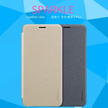 

10pcs/lot Wholesale NILLKIN Sparkle Leather Case Huawei y9 2018 PU leather flip cover Huawei enjoy 8 plus With Retail Package