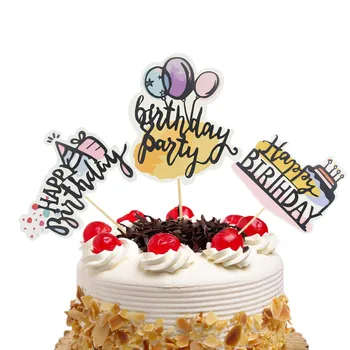 

Cake Topper Flags Hat Happy Birthday Balloons Gillter Cake Toppers Heart Kids Wedding Baby Shower Party Baking DIY Decor Xmas