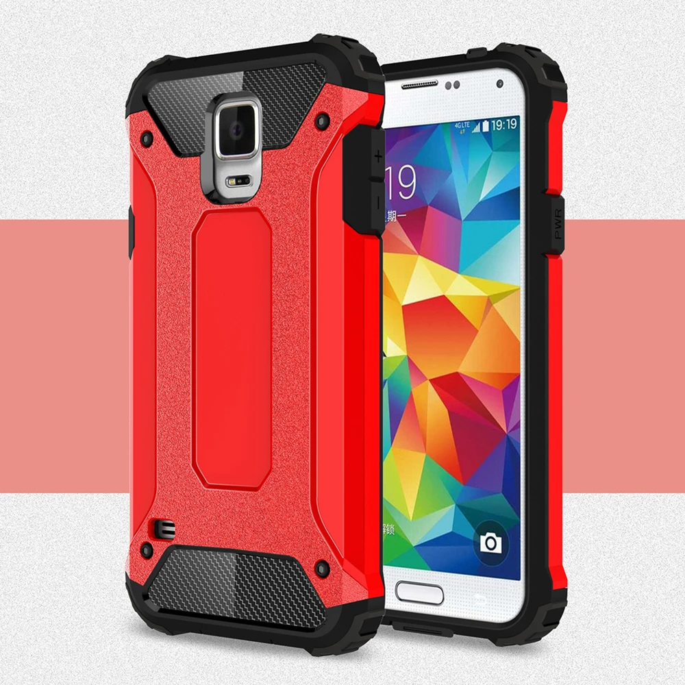 Чехол для samsung Galaxy S5, противоударный прочный защитный чехол для samsung S5, силиконовый чехол-бампер для телефона samsung S5 G900F < - Цвет: Red