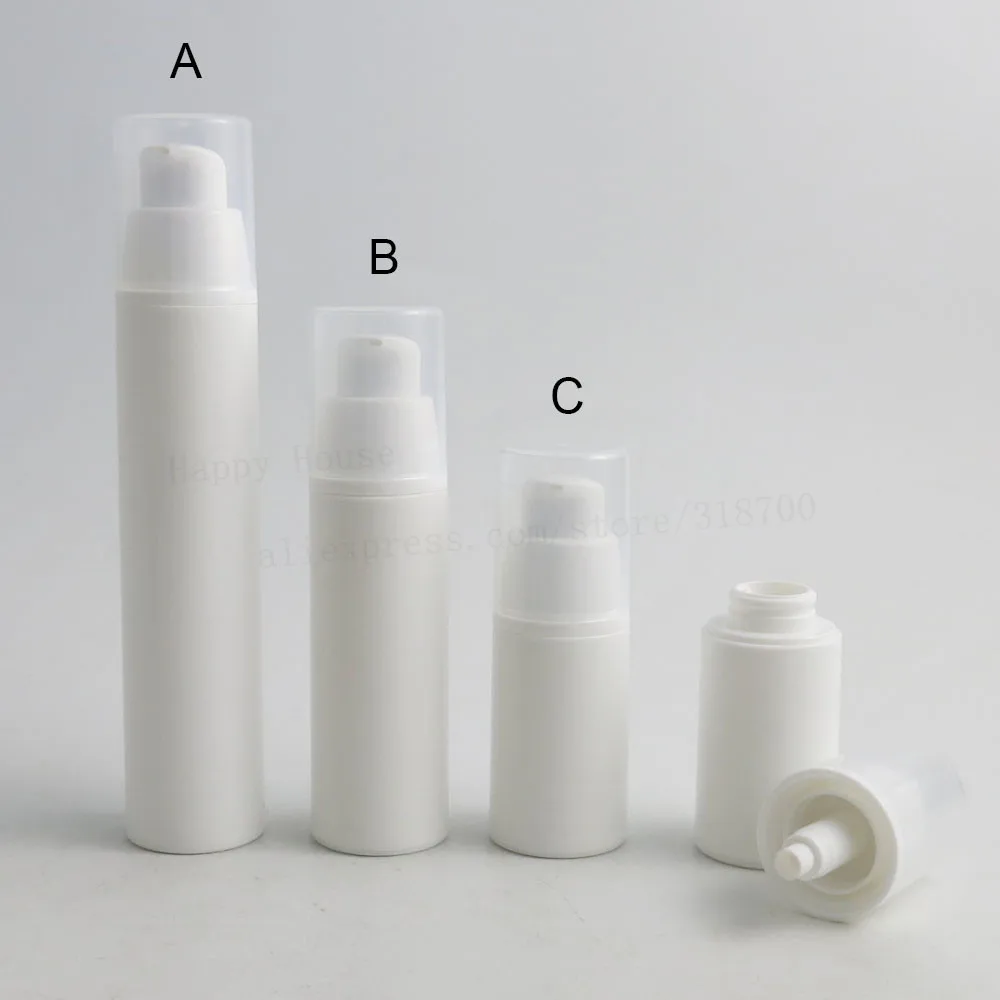 

50pcs x Portable 15ml 30ml 50ml Airless Lotion Pump Dispensing Bottles 1oz empty white PP cosmetic vacuum packaging container