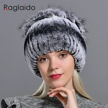 

Raglaido Fur Hats For Women Winter Real Rex Rabbit Hat Floral Kniting Female Warm Snow Caps Ladies Elegant Princess Hat Lq11299