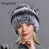Raglaido Fur Hats for Women Winter Real Rex Rabbit Hat Fox fur kniting female warm snow caps ladies elegant princess beanies cap ► Photo 1/6