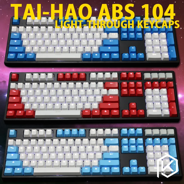 

taihao abs double shot keycaps for diy gaming mechanical keyboard Backlit Caps oem profile light through