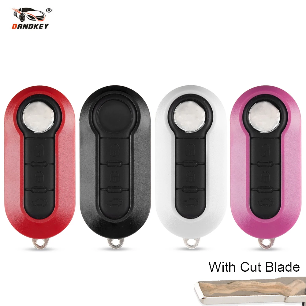 DANDKEY cut blade 3 кнопки для Fiat 500 Panda Punto Bravo Автомобильная сигнализация без ключа брелок флип пульт дистанционного корпуса Корпус Крышка корпуса