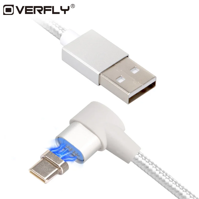 

Overfly Magnetic Cable Type C Cable Mobile Phone Cables USB C Nylon Braided 1 M Fast Charging Charger For Samsung Galaxy Xiaomi