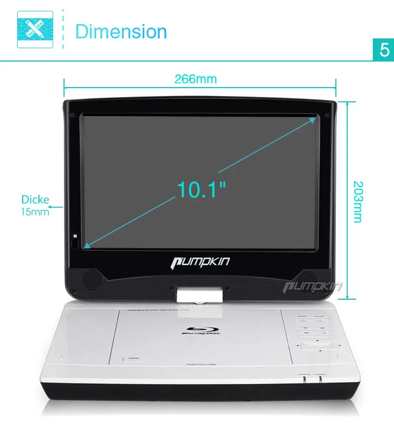 Pumpkin 10 ''портативный Blu-Ray dvd-плеер Автомобильный подголовник монитор USB/SD/HDMI/IR/AV ЖК-экран Автомобильный монитор с HDMI пультом дистанционного управления